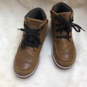 Clarks brown distressed leather boots Sz 13.5 W